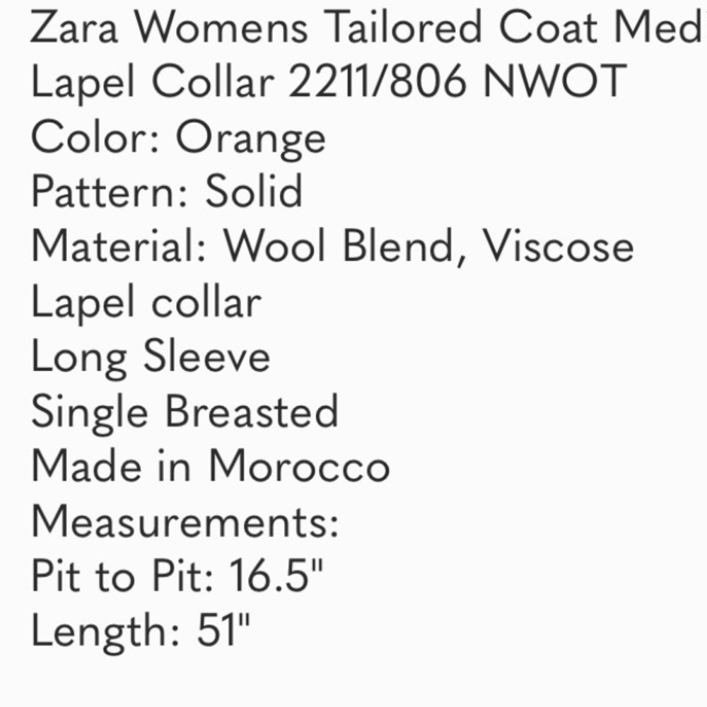 Zara Manteco wool blend coat, high quility. size M. like new. - Picture 10 of 10
